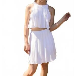 NEW LOVE DAISY linen halter top & skirt set in white